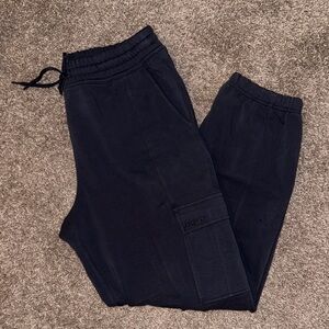 Athleta Blue Fleece Cargo Jogger Pants